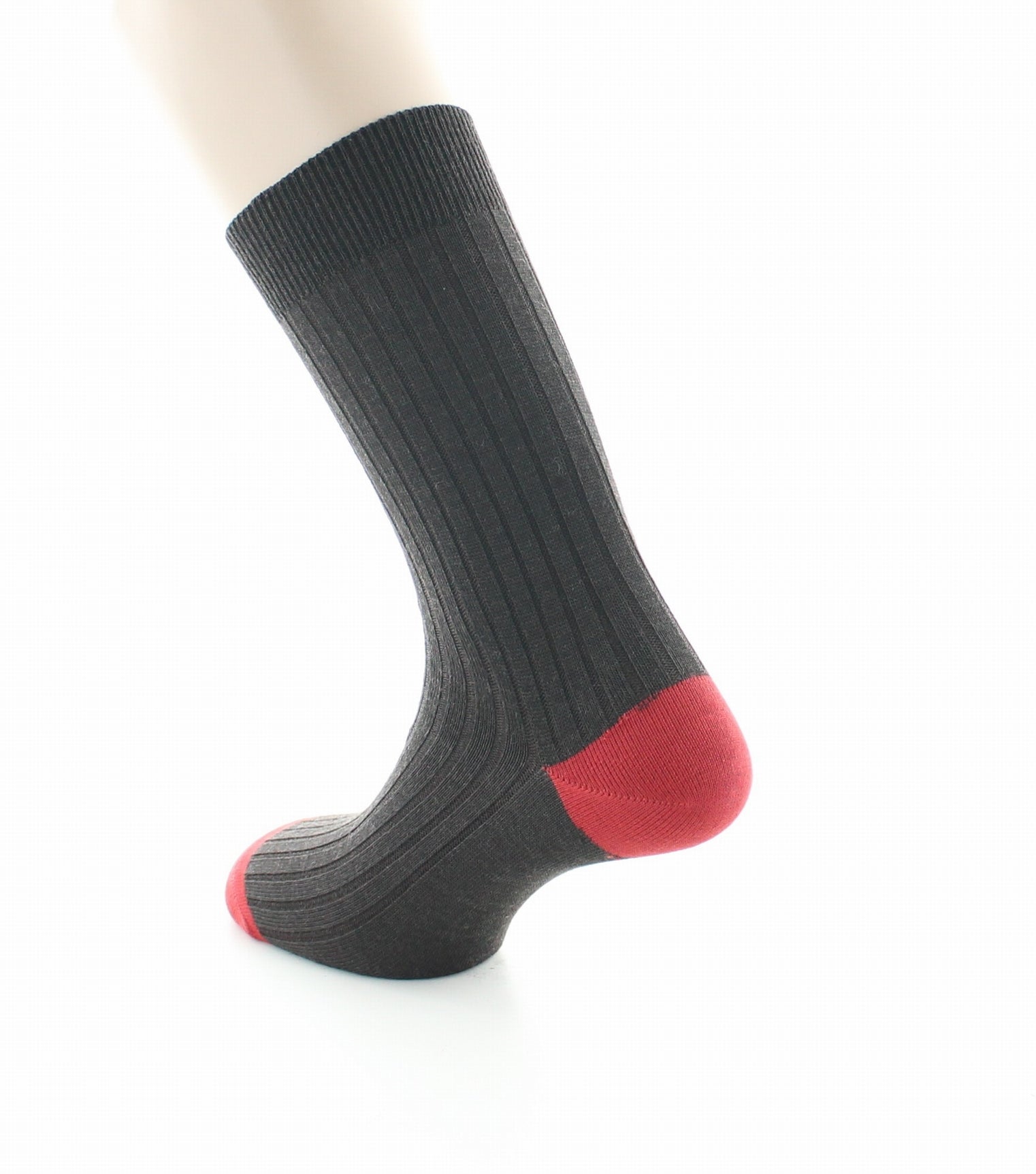 Chaussettes homme laine peignée marron et rouge MARRON/ROUGE