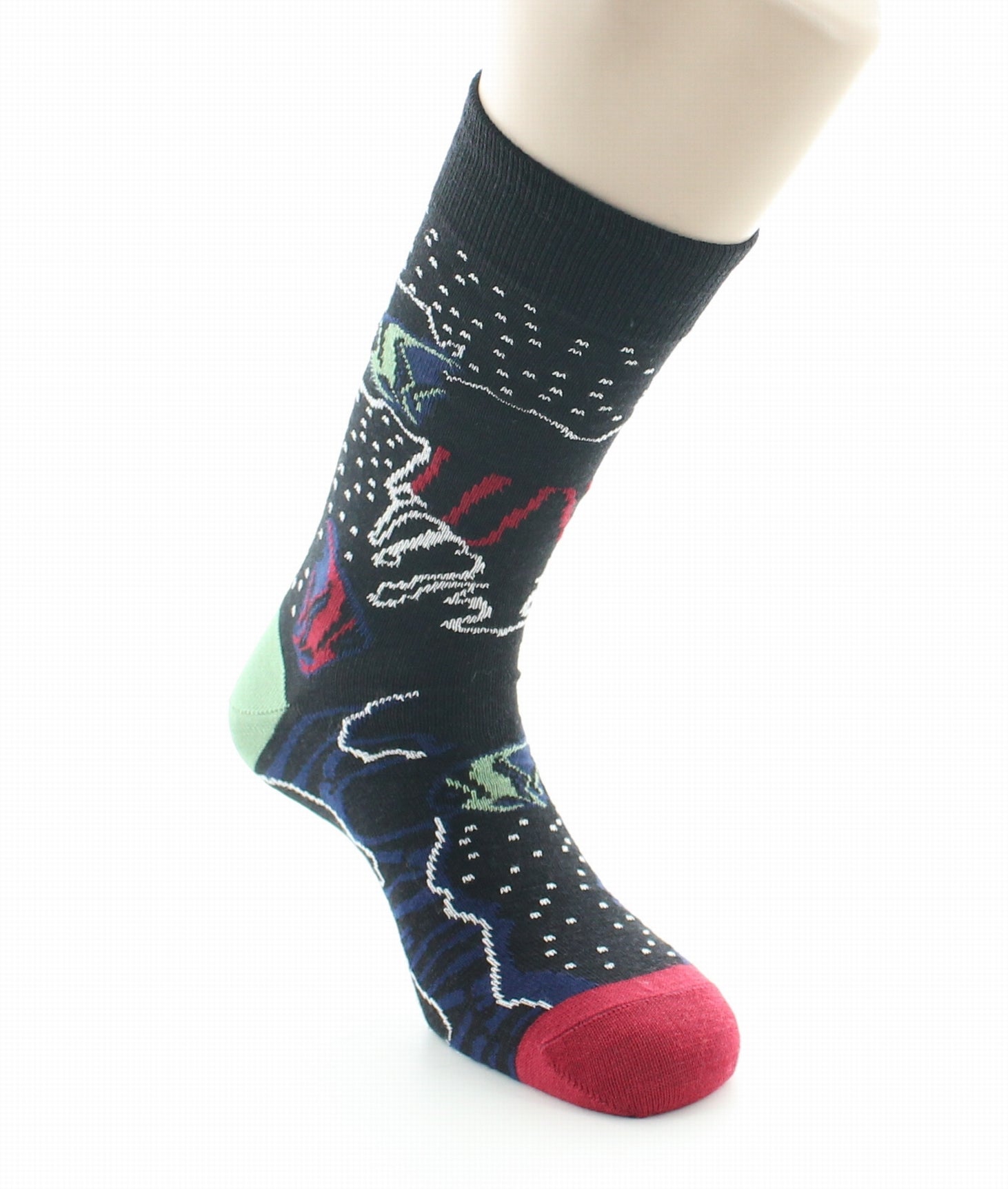 Chaussettes homme laine peignée poissons NOIR