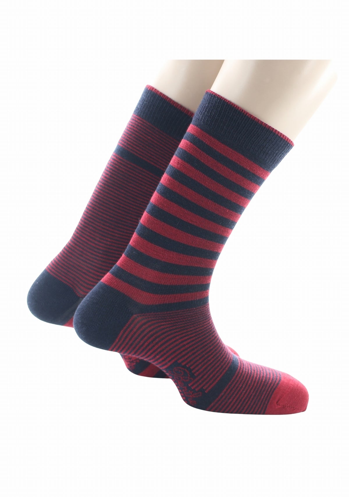 Chaussettes homme laine Rayures Asymétriques Marine/Rouge - Berthe MARINE/ROUGE