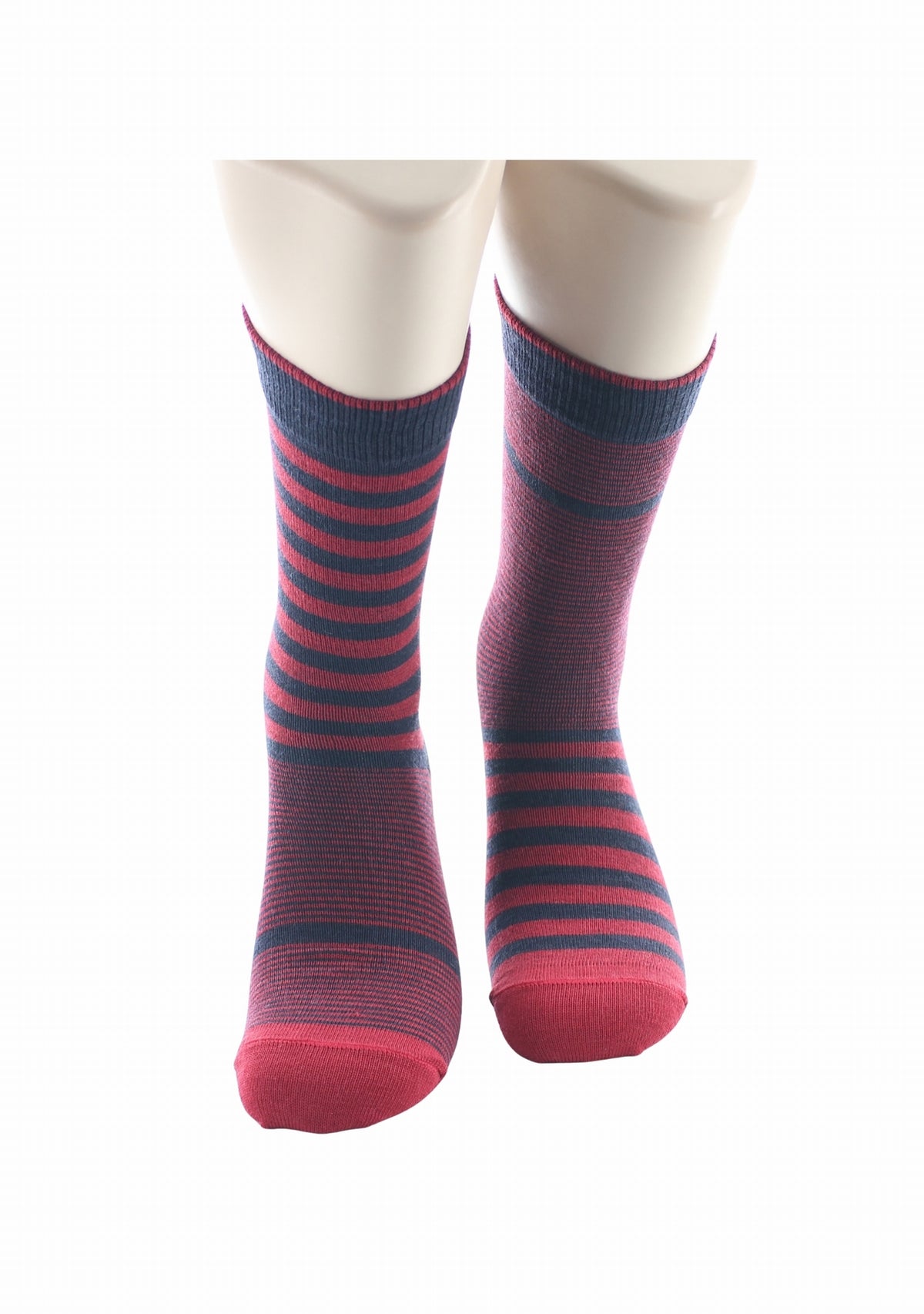 Chaussettes homme laine Rayures Asymétriques Marine/Rouge - Berthe MARINE/ROUGE