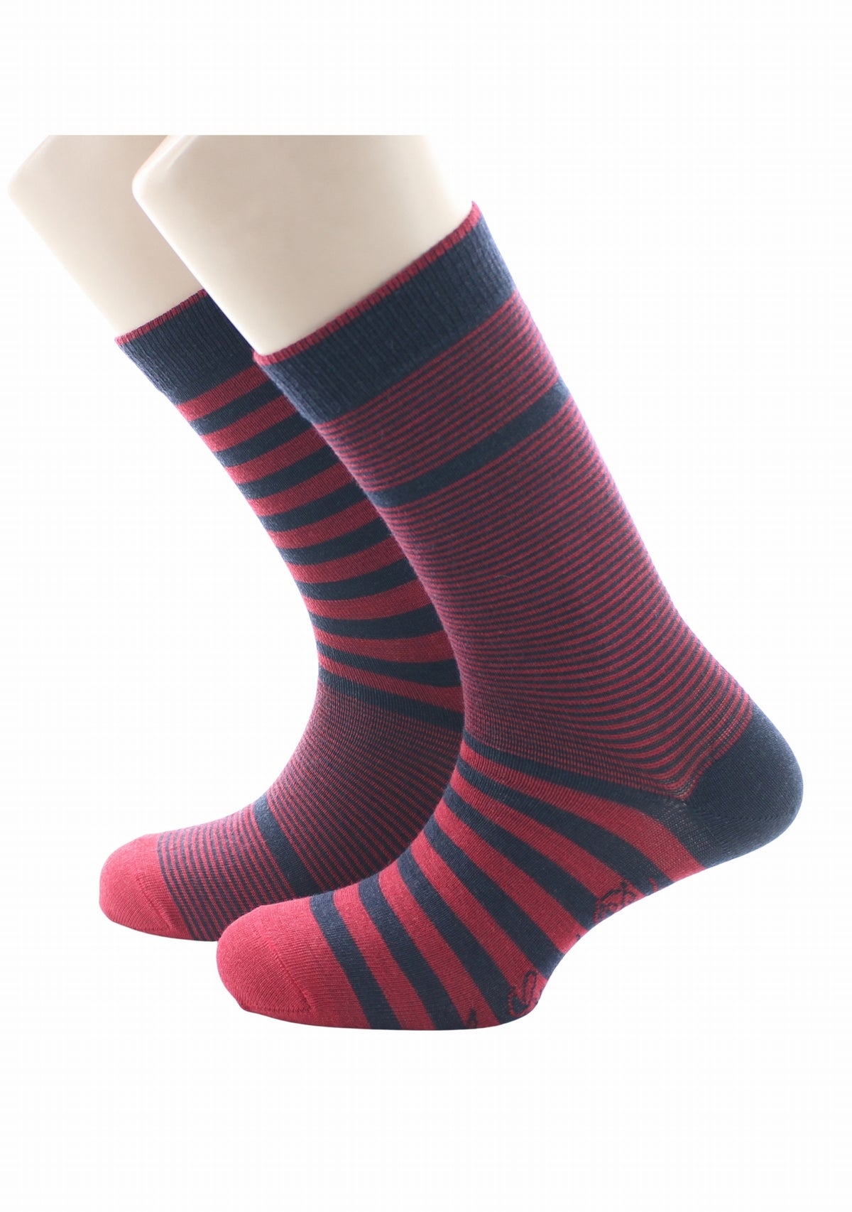 Chaussettes homme laine Rayures Asymétriques Marine/Rouge - Berthe MARINE/ROUGE