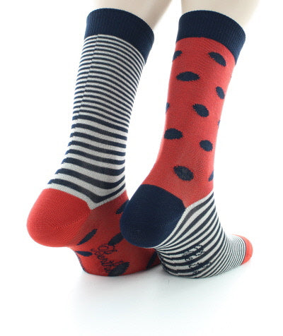 Chaussettes Homme Pois et Rayures ORANGE