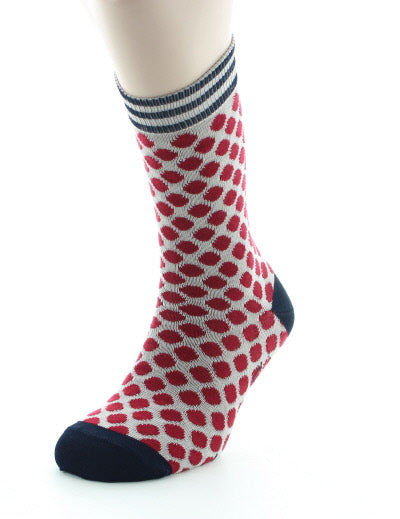 Chaussettes Homme Pois rouge ECRU/ROUGE/MARINE