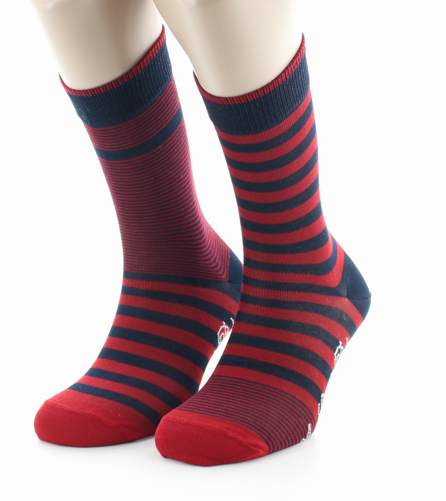 Chaussettes homme rayées asymétriques marine et rouge MARINE-ROUGE