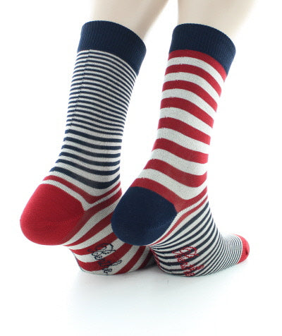 Chaussettes Homme Rayures Asymétriques ROUGE