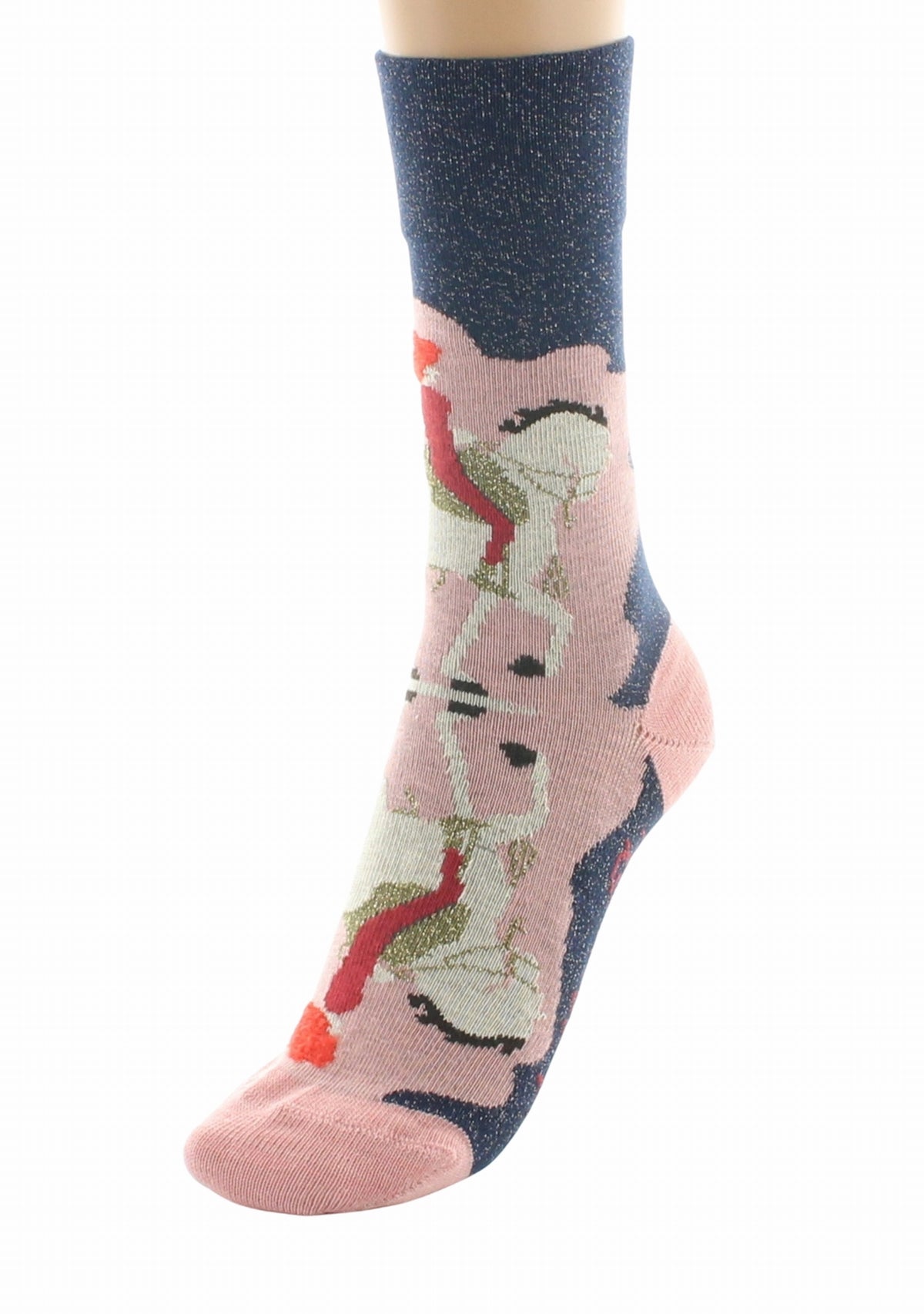 Chaussettes laine femme La Cavalière - Berthe Aux Grands Pieds BLEU NUIT/ROSE