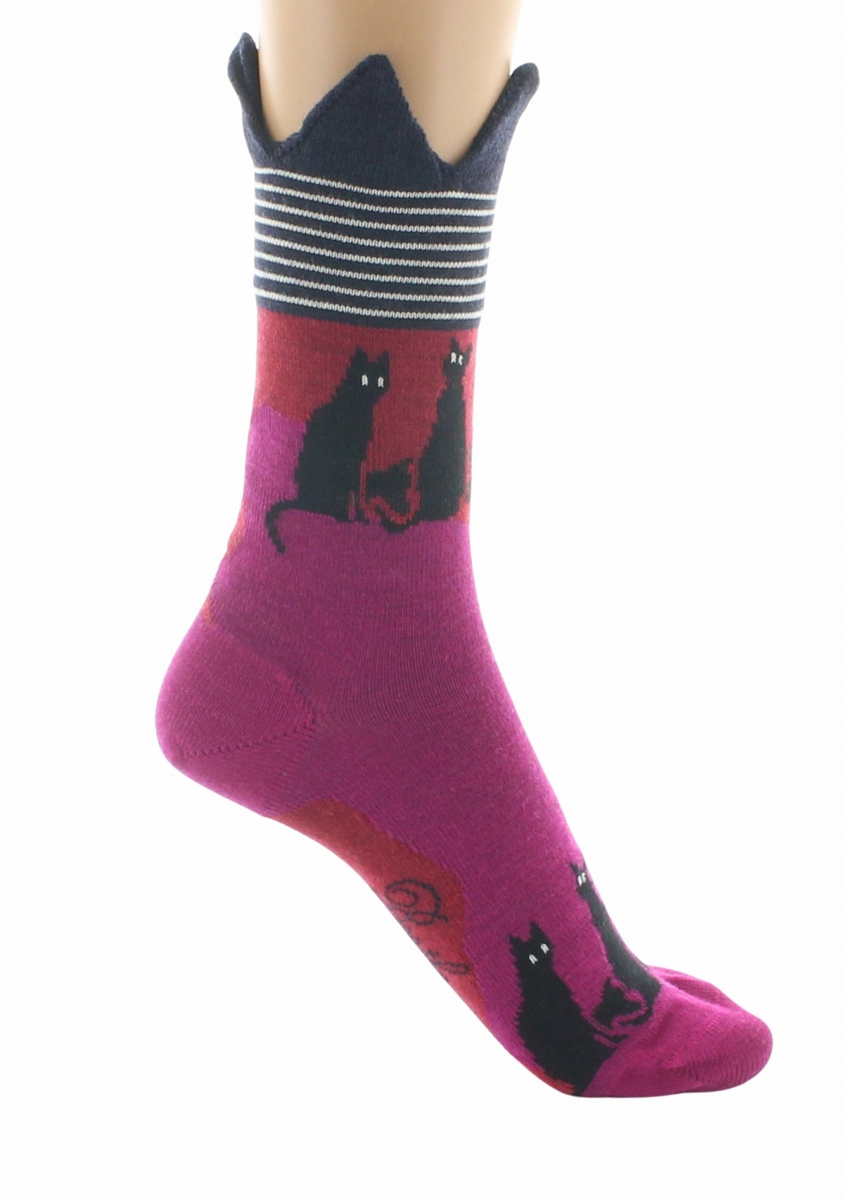 Chaussettes laine femme Les Chats - Berthe Aux Grands Pieds ROSE/ROUGE