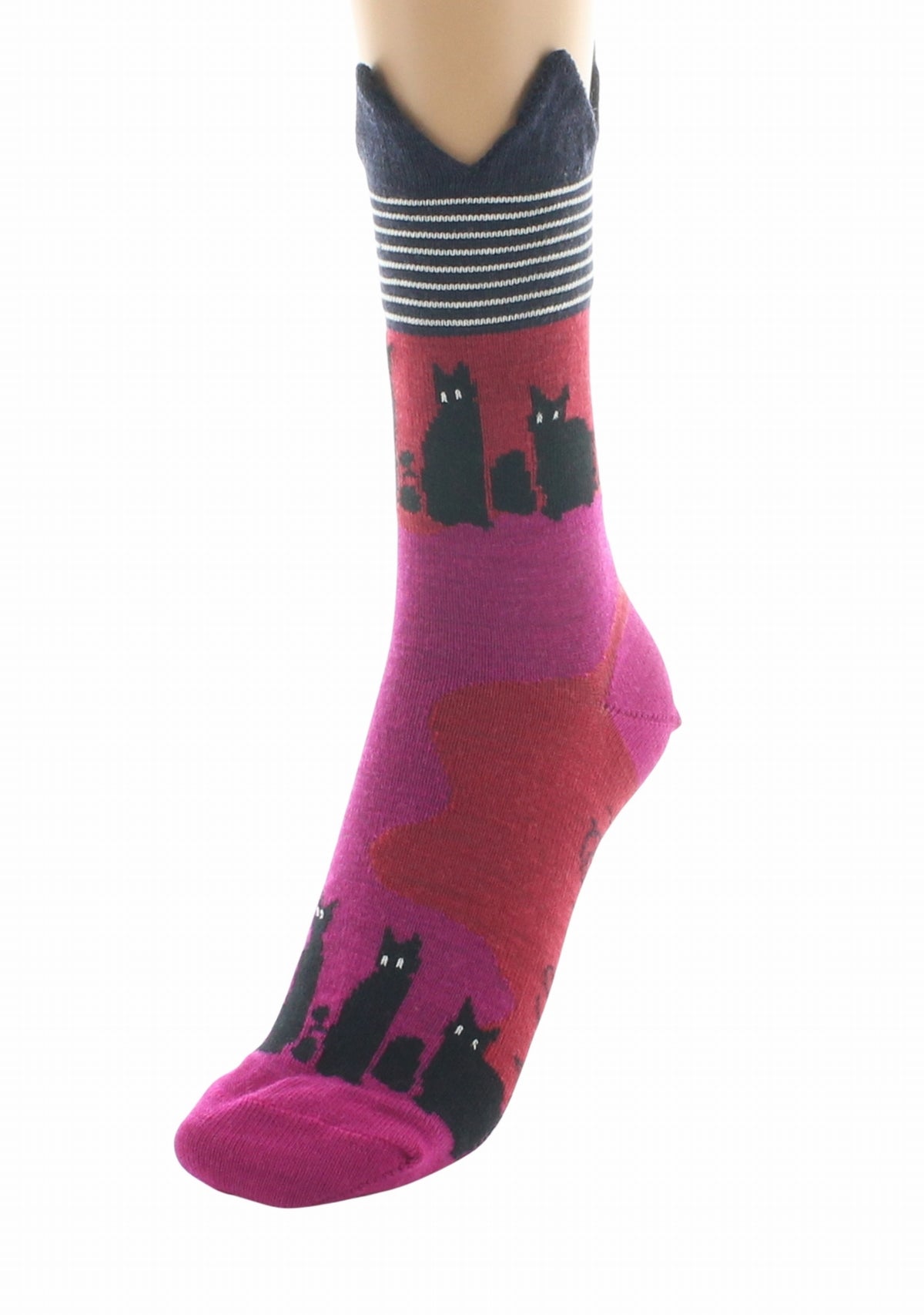 Chaussettes laine femme Les Chats - Berthe Aux Grands Pieds ROSE/ROUGE