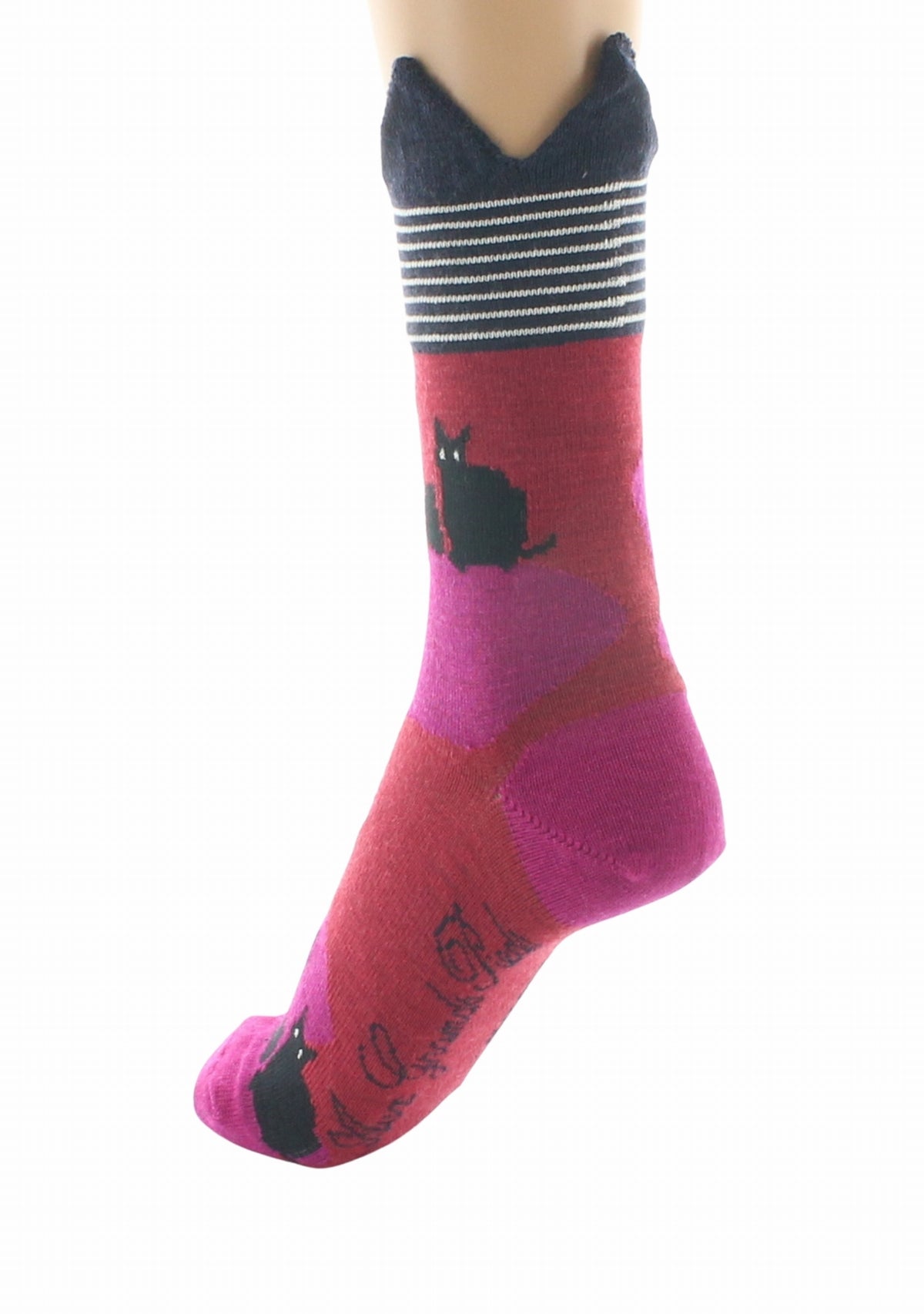 Chaussettes laine femme Les Chats - Berthe Aux Grands Pieds ROSE/ROUGE