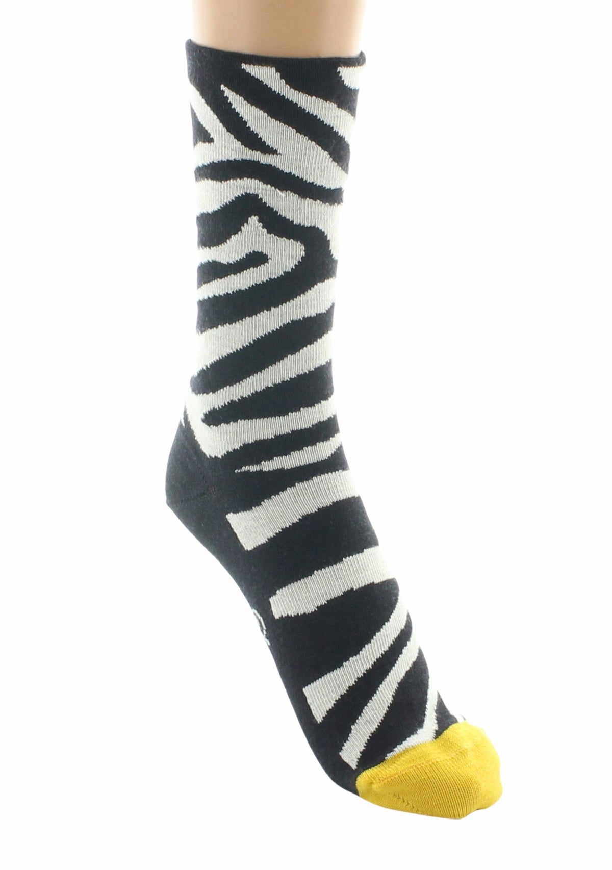 Chaussettes laine femme motif zèbre - Berthe Aux Grands Pieds NOIR/BLANC