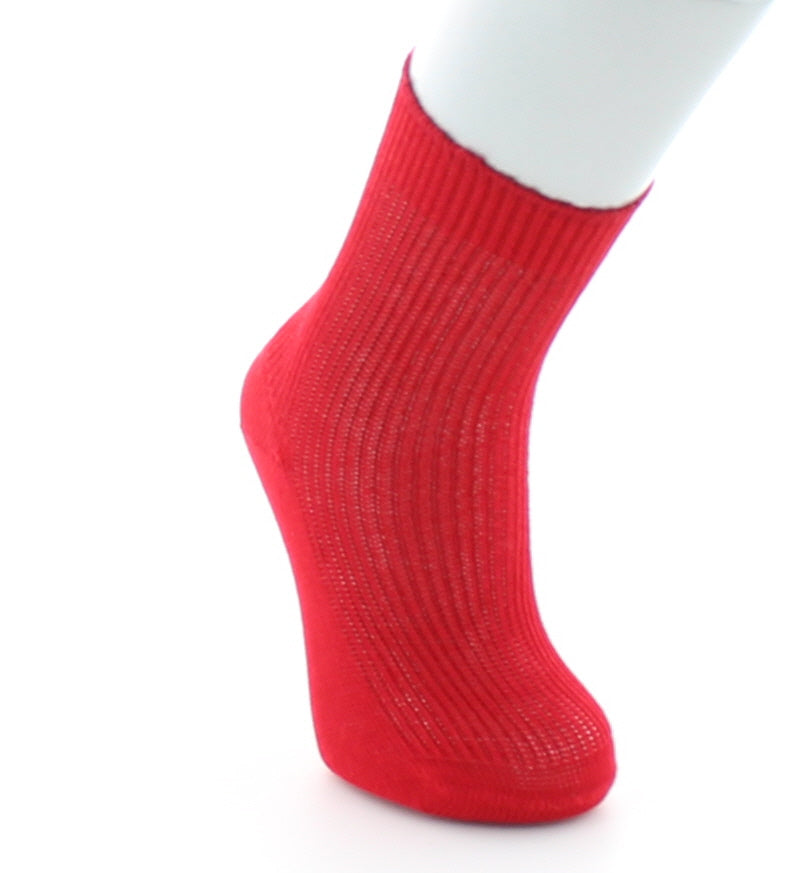 Chaussettes maille piquée Pur coton fil d'écosse ROUGE