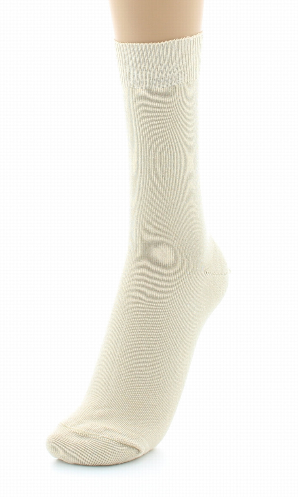 Chaussettes mixtes à maille unie en coton peigné BEIGE