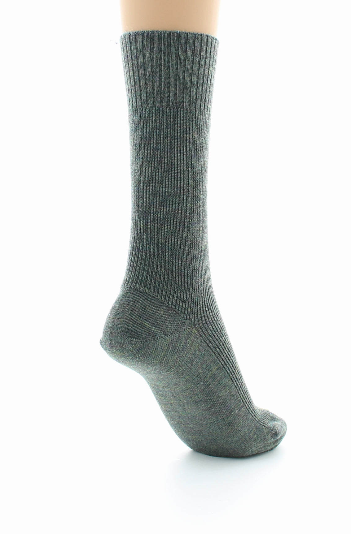 Chaussettes mixtes Confort en laine peignée sans élastique KAKI CHINE