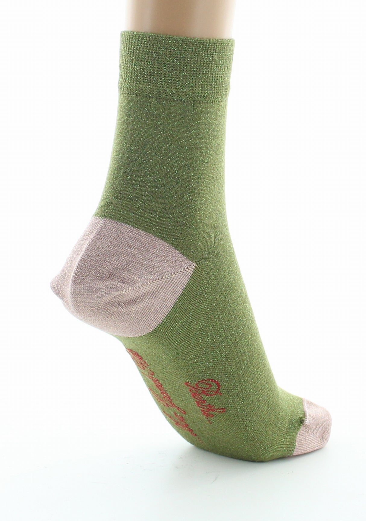 Chaussettes pailletées femme vert et rose VERT