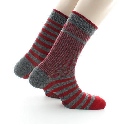 Chaussettes rayées asymétriques Gris et Rouge GRIS-ROUGE