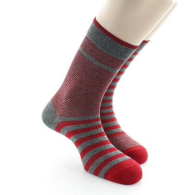 Chaussettes rayées asymétriques Gris et Rouge GRIS-ROUGE