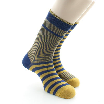 Chaussettes rayées asymétriques Marine et Jaune MARINE-JAUNE