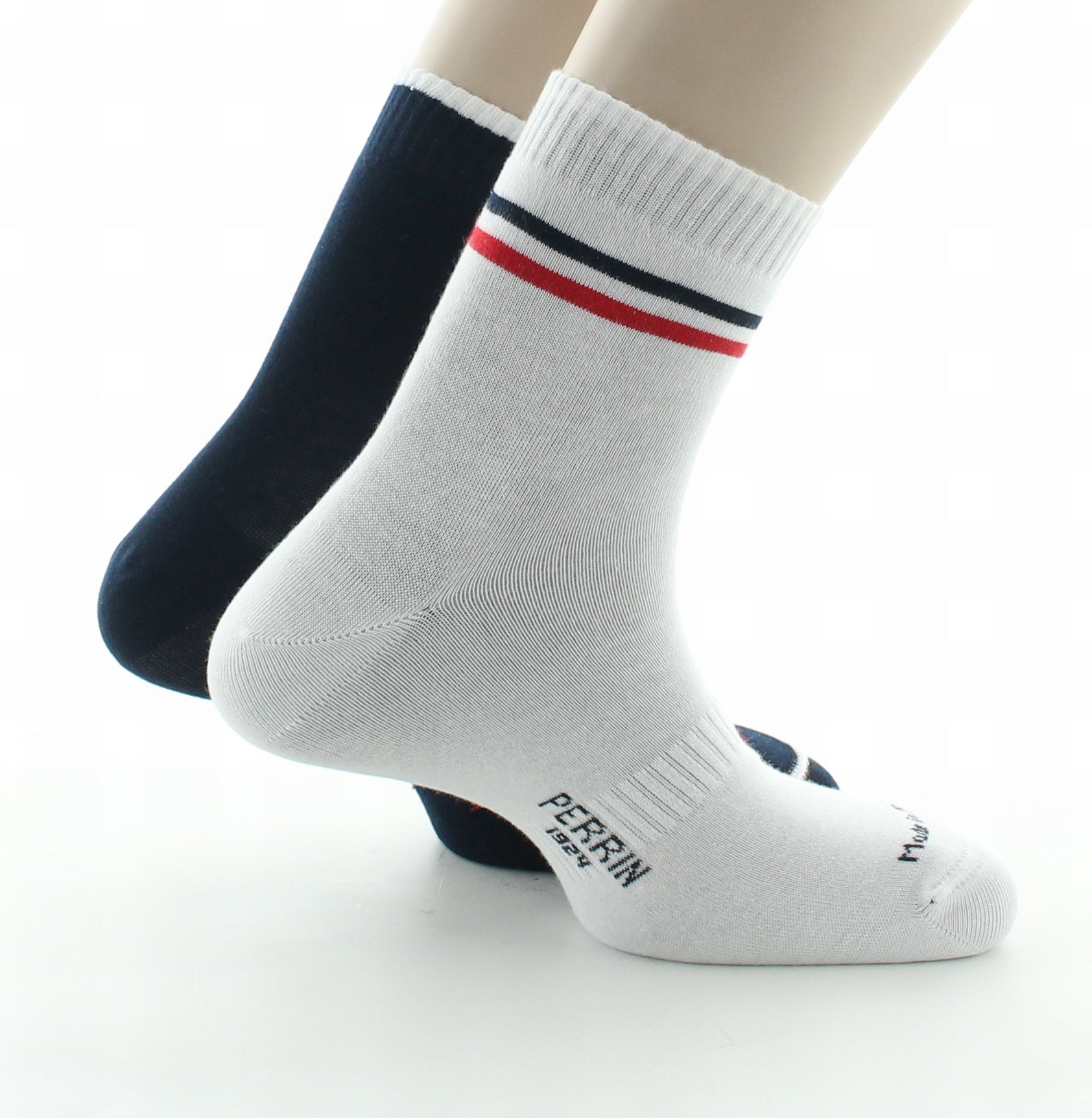 Chaussettes réversibles de sport mixtes coton BLANC/ROUGE