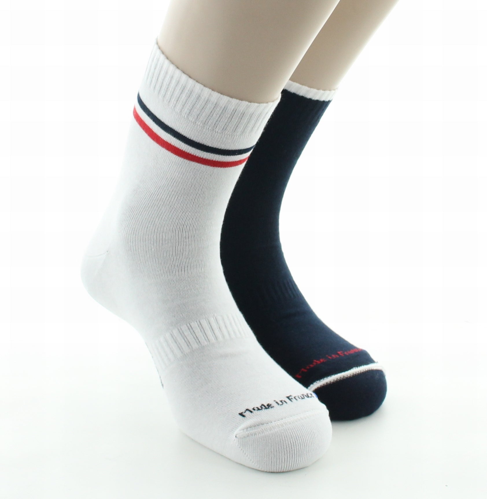 Chaussettes réversibles de sport mixtes coton BLANC/ROUGE