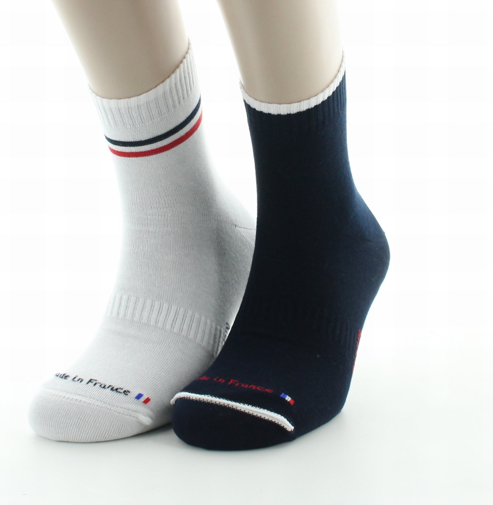 Chaussettes réversibles de sport mixtes coton BLANC/ROUGE