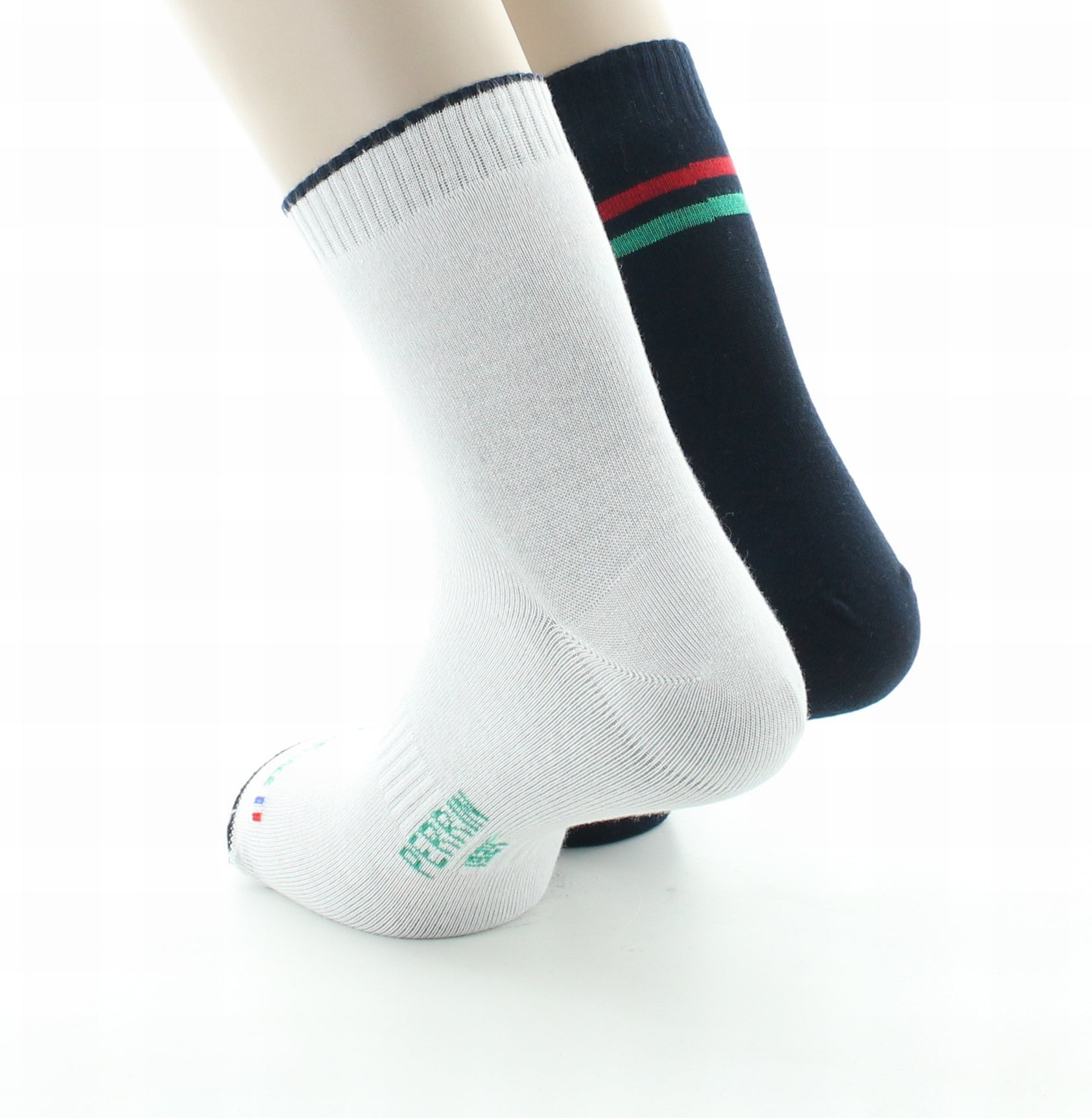 Chaussettes réversibles de sport mixtes coton MARINE/VERT