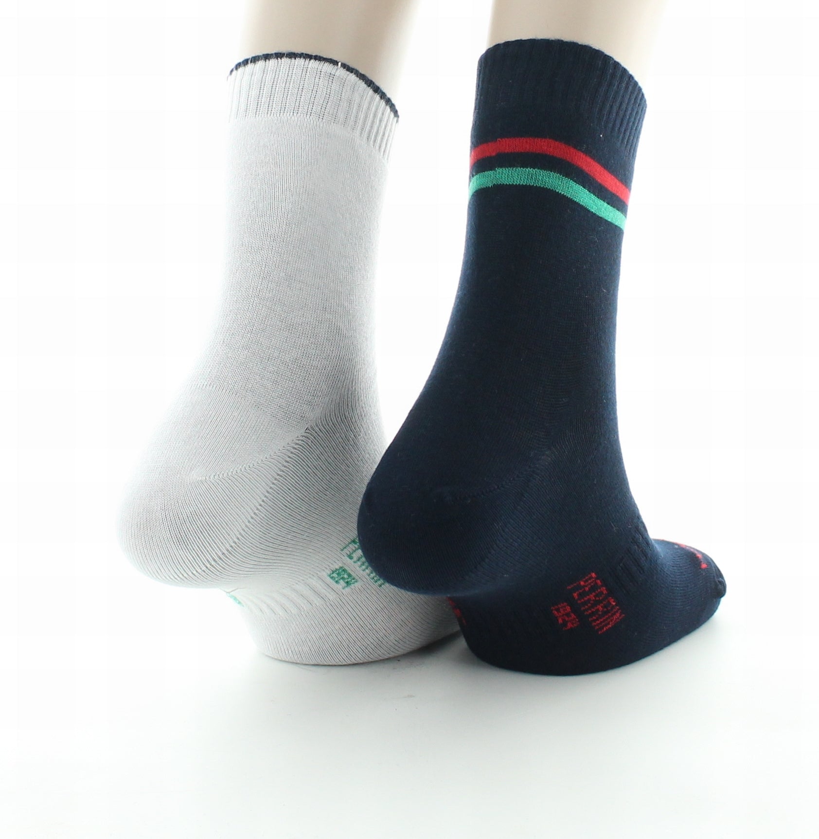 Chaussettes réversibles de sport mixtes coton MARINE/VERT