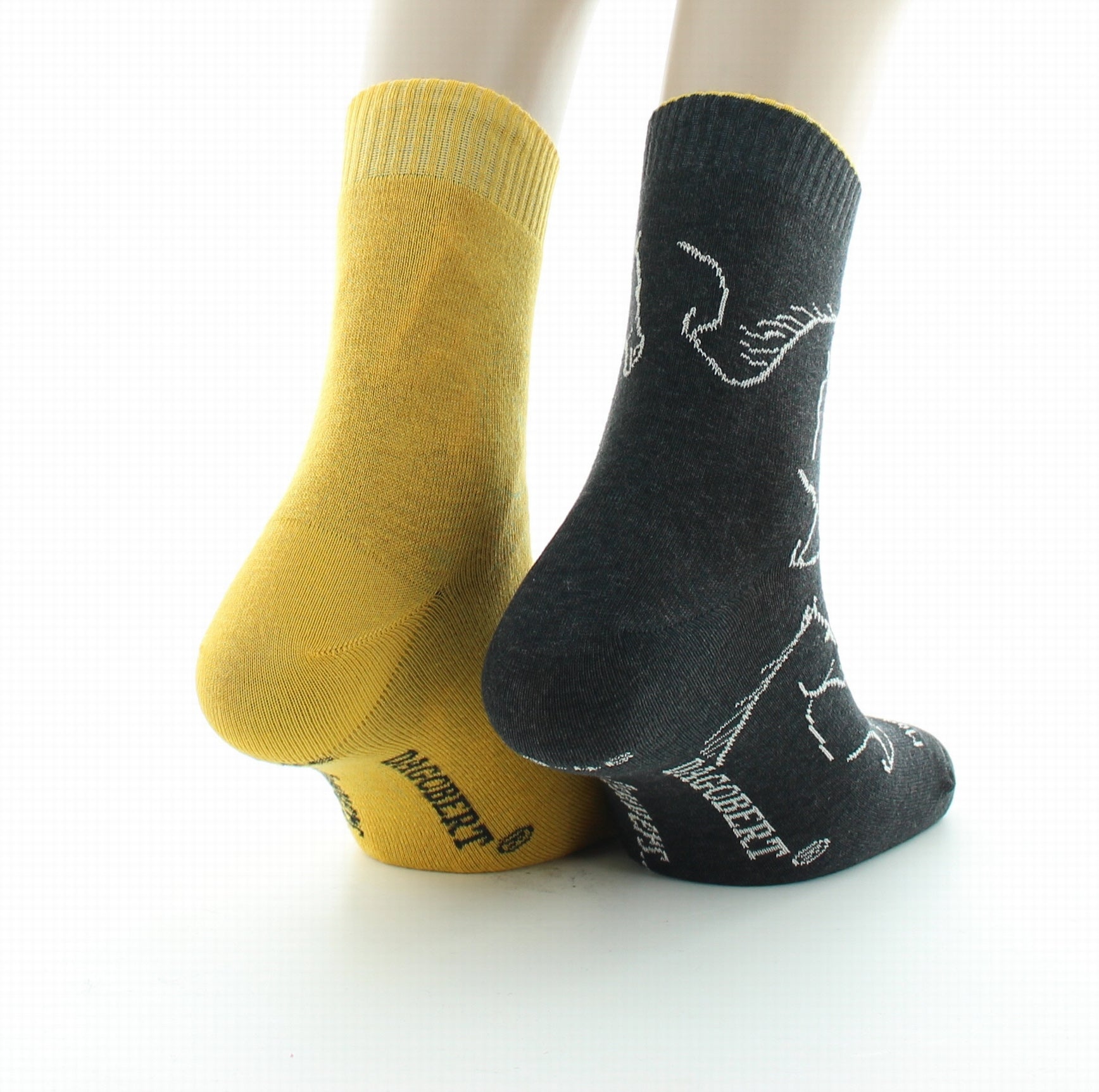 Chaussettes réversibles homme coton cheval anthracite et jaune ANTHRACITE/JAUNE