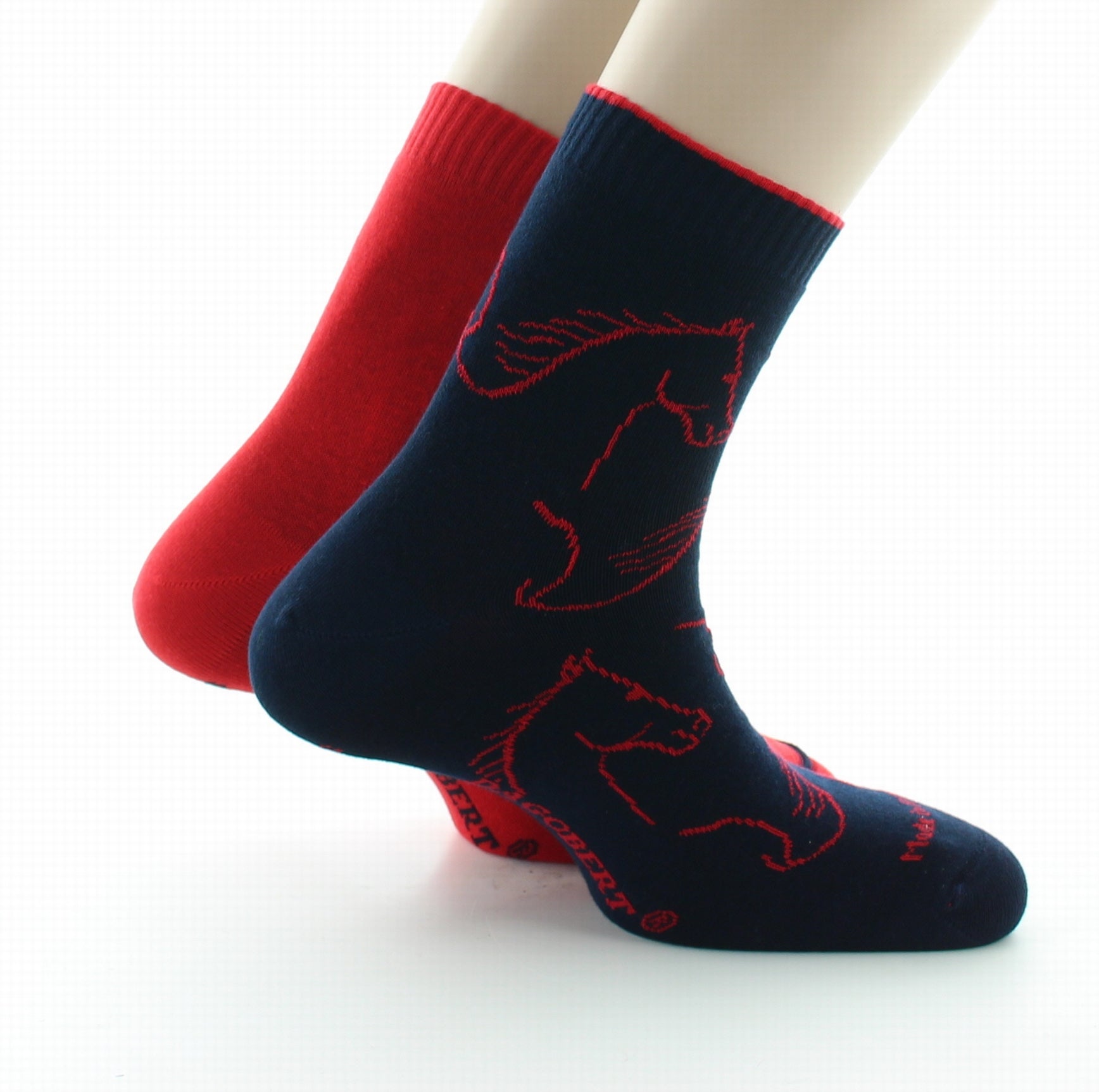 Chaussettes réversibles homme coton cheval marine et rouge MARINE/ROUGE