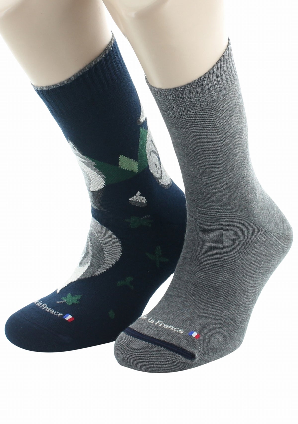 Chaussettes réversibles homme en coton Renard Marine/Gris MARINE