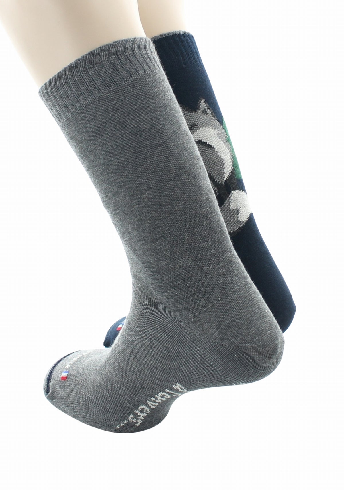 Chaussettes réversibles homme en coton Renard Marine/Gris MARINE