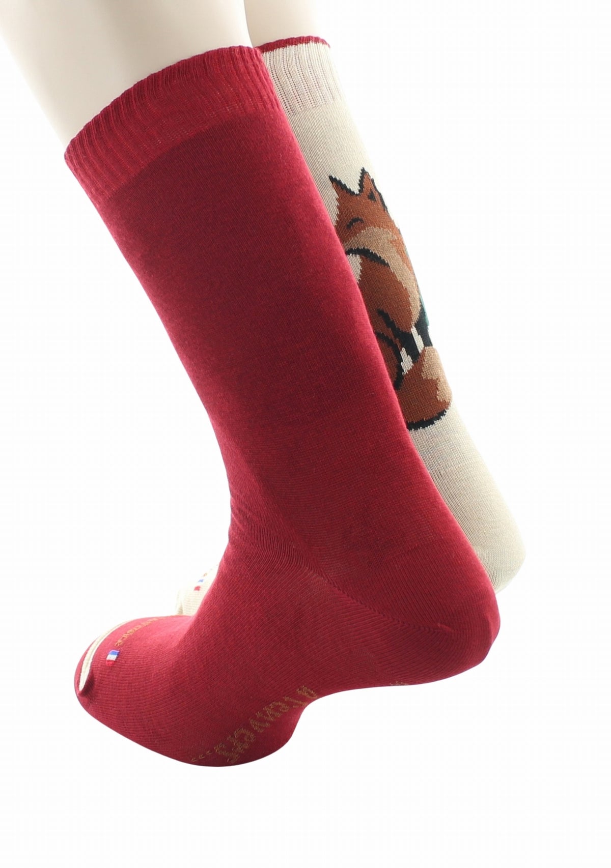 Chaussettes réversibles homme en coton Renard Beige/Rouge BEIGE