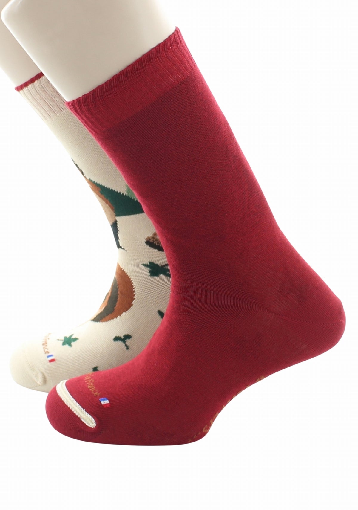 Chaussettes réversibles homme en coton Renard Beige/Rouge BEIGE