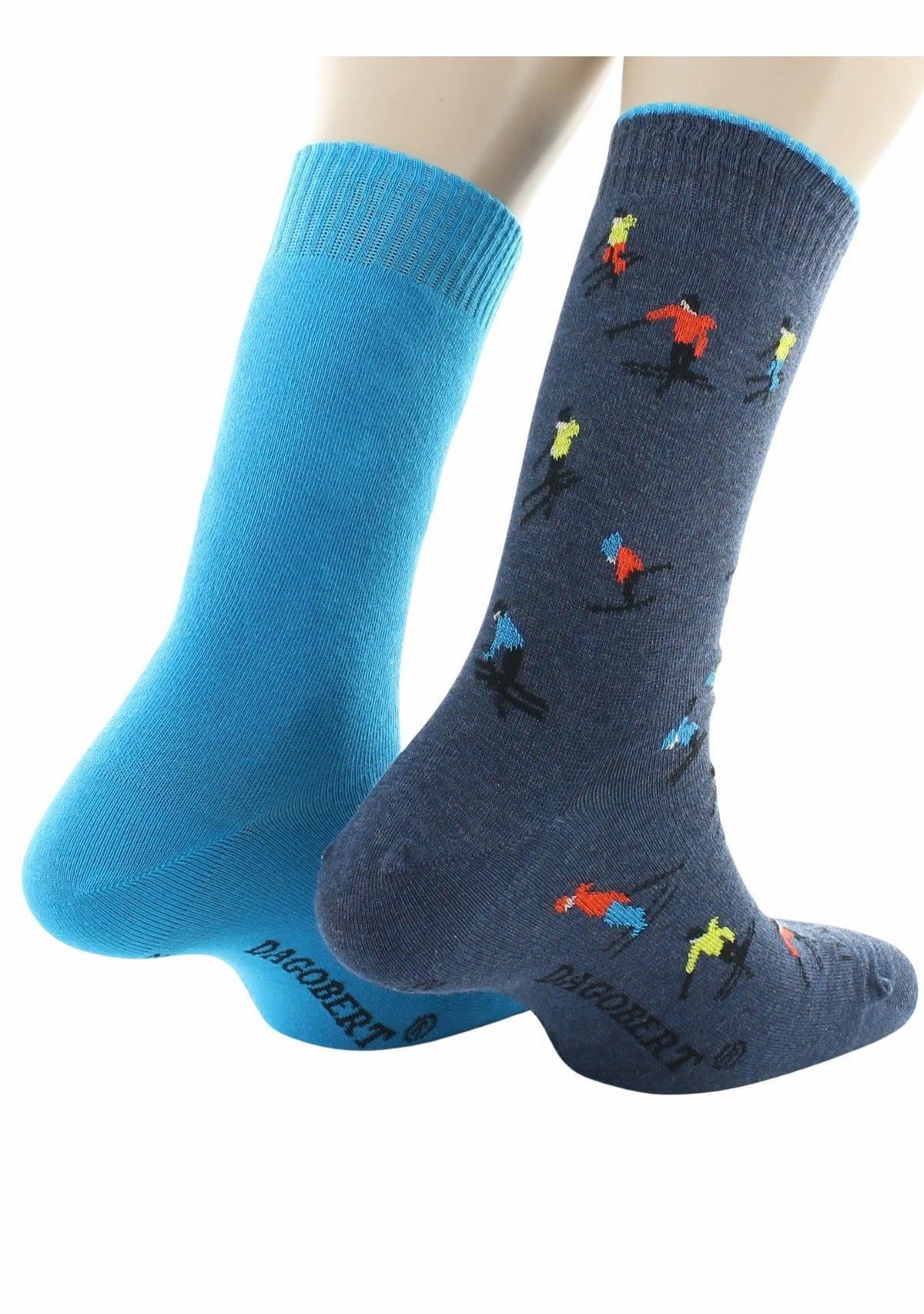 Chaussettes réversibles homme en coton Ski Bleu jean/Bleu vif BLEU JEAN