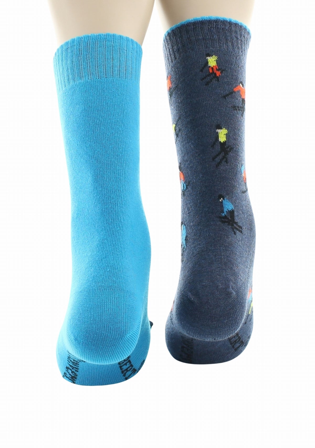 Chaussettes réversibles homme en coton Ski Bleu jean/Bleu vif BLEU JEAN