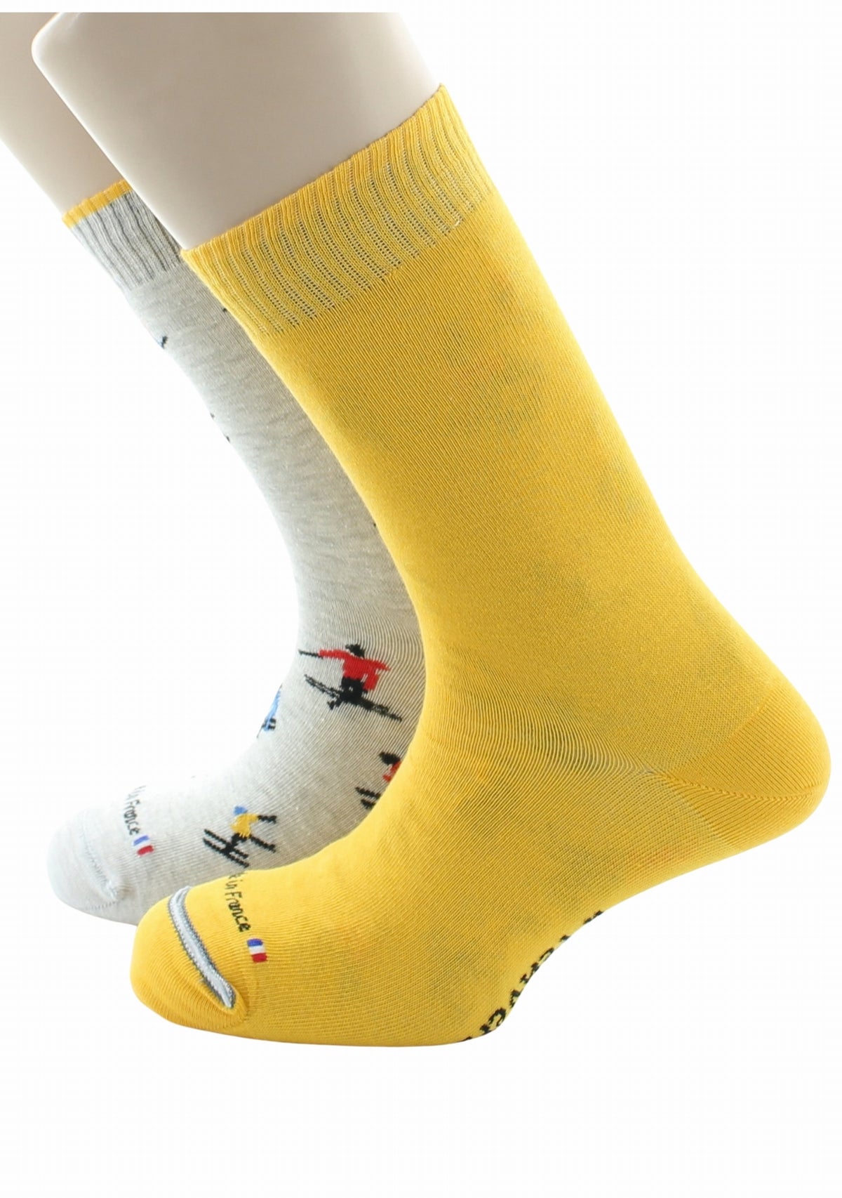 Chaussettes réversibles homme en coton Ski Gris clair/Jaune GRIS CLAIR
