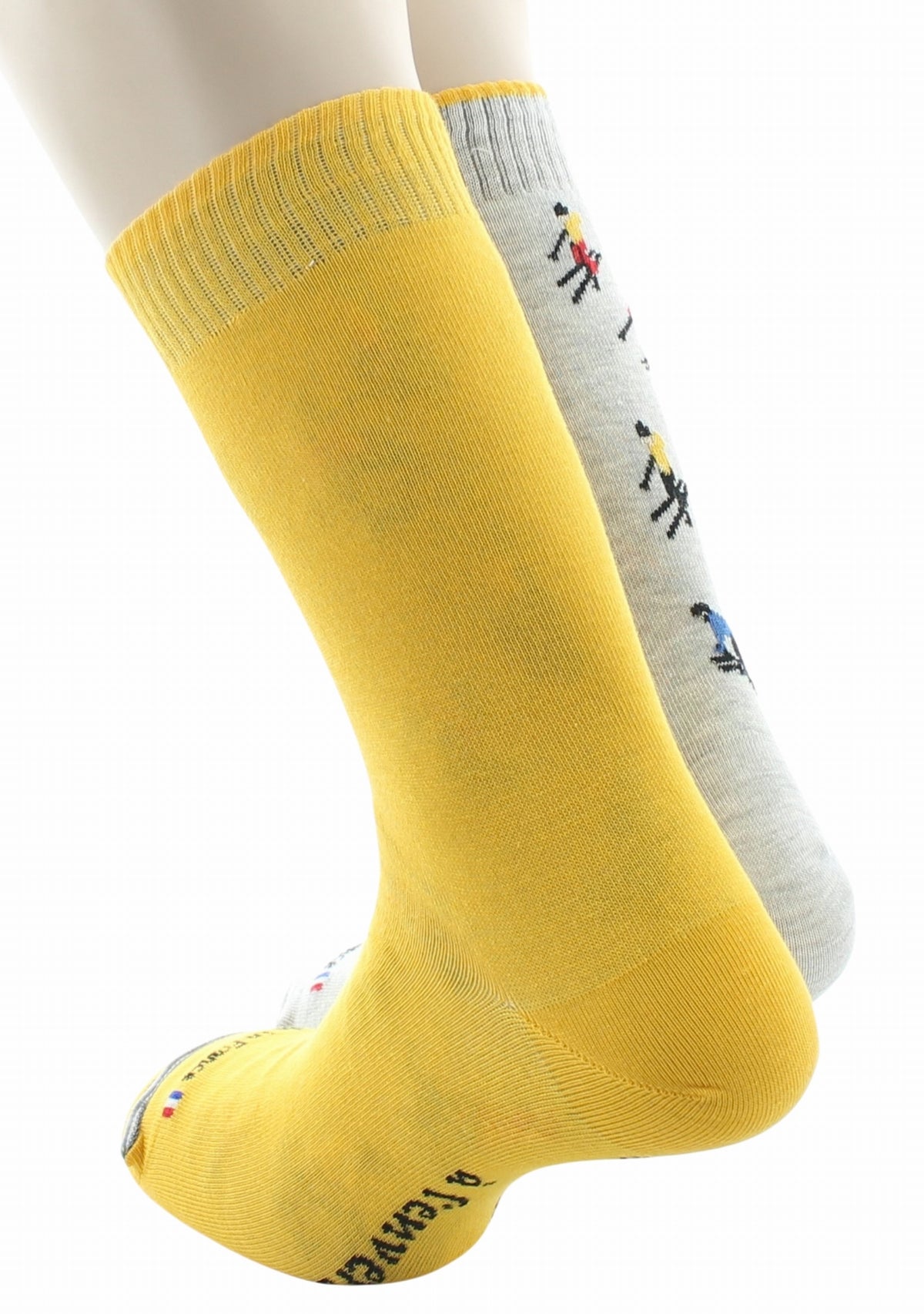 Chaussettes réversibles homme en coton Ski Gris clair/Jaune GRIS CLAIR