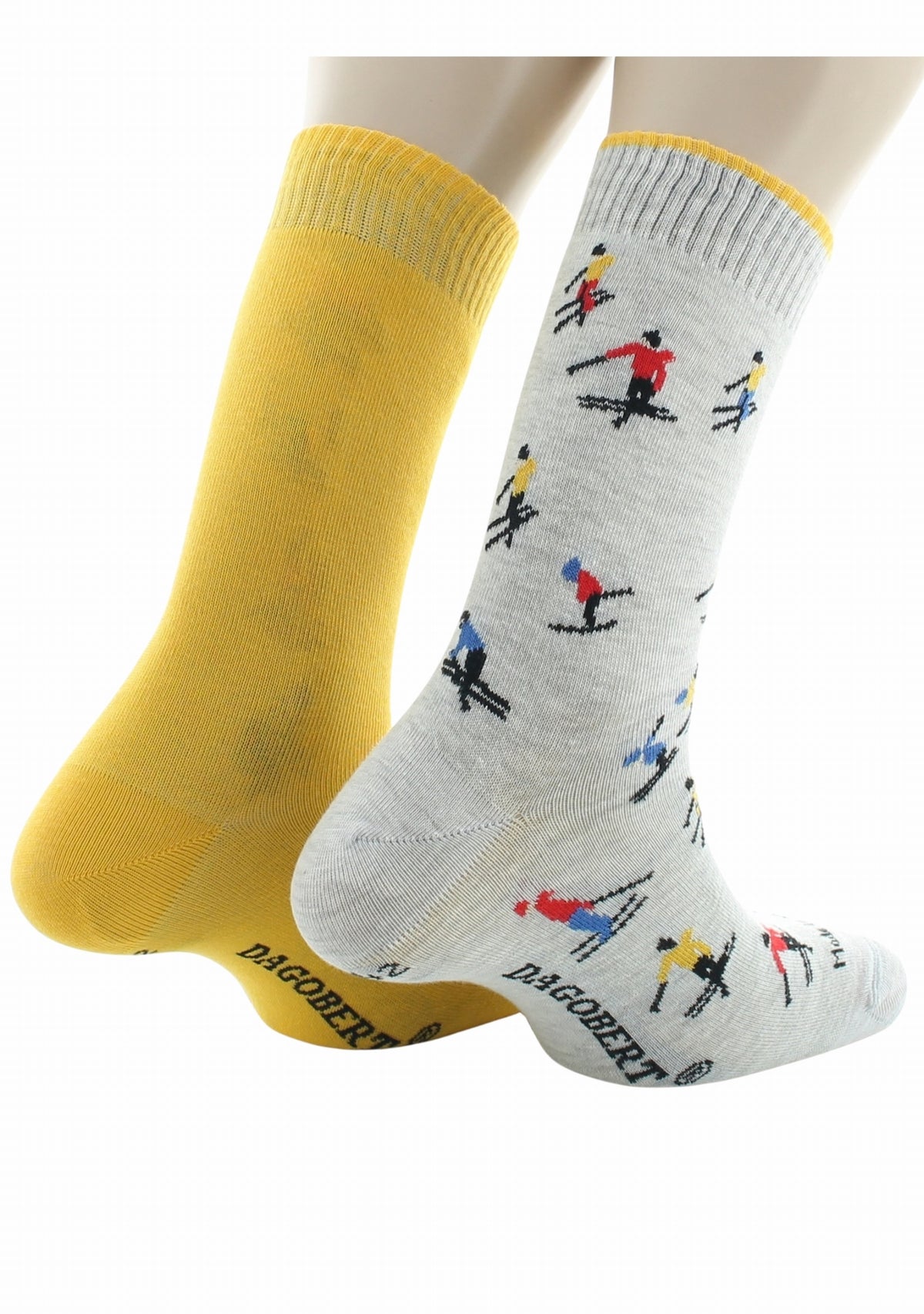 Chaussettes réversibles homme en coton Ski Gris clair/Jaune GRIS CLAIR