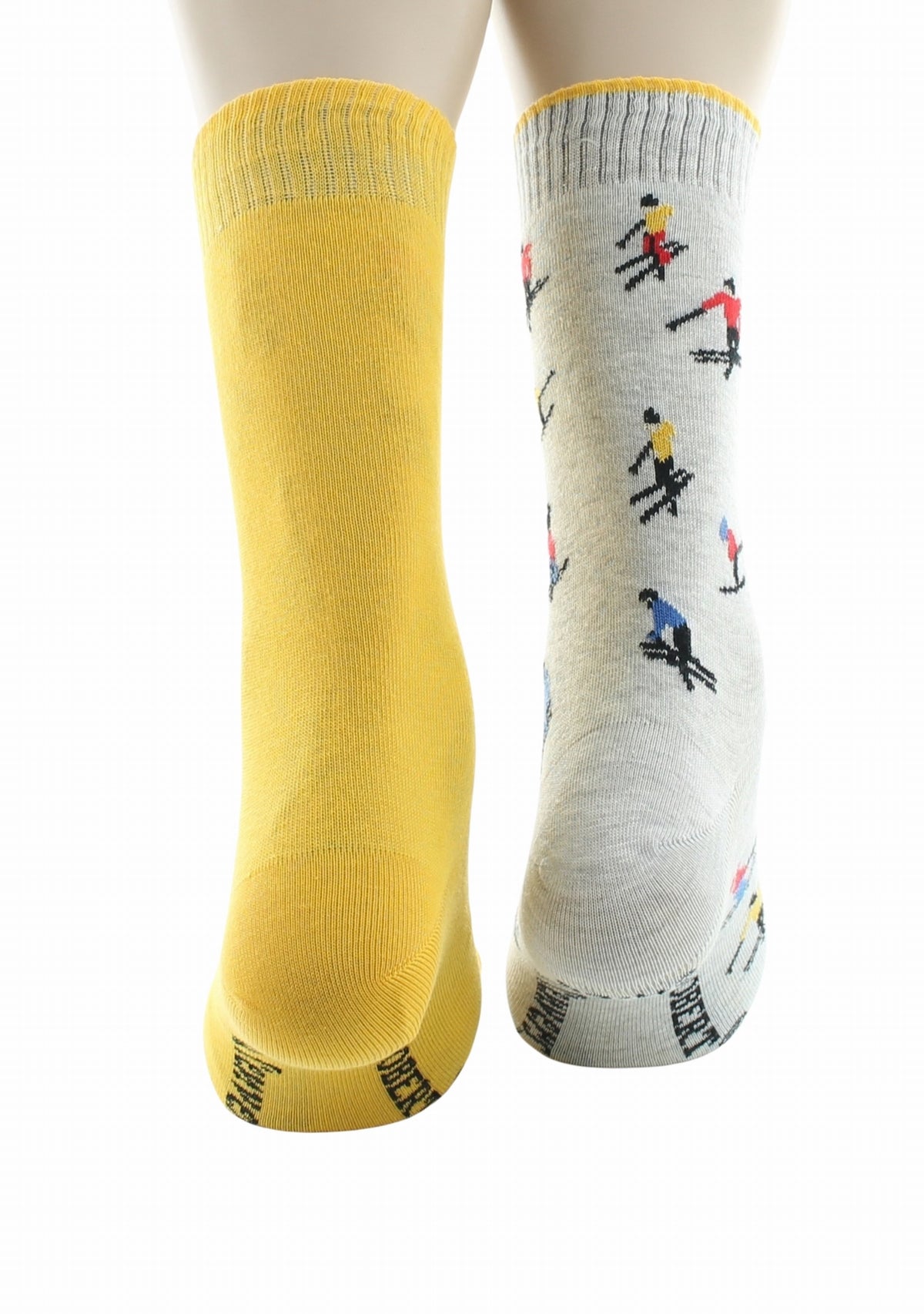 Chaussettes réversibles homme en coton Ski Gris clair/Jaune GRIS CLAIR
