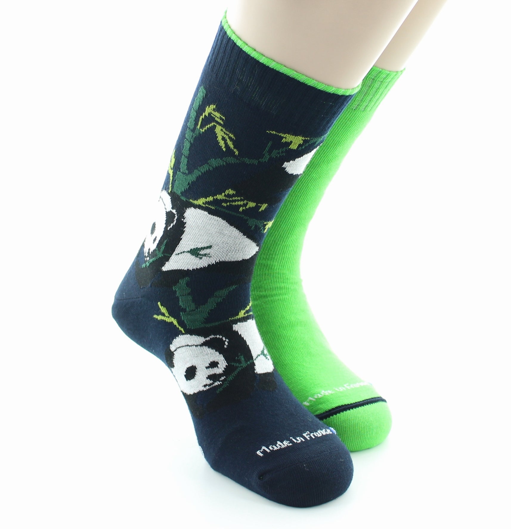 Chaussettes Réversibles Panda Marine intérieur Vert Chlorophyle MARINE/VERT