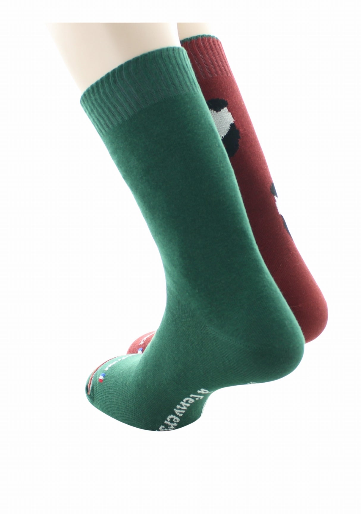 Chaussettes Réversibles Panda Rouille intérieur Vert Sapin ROUILLE/VERT
