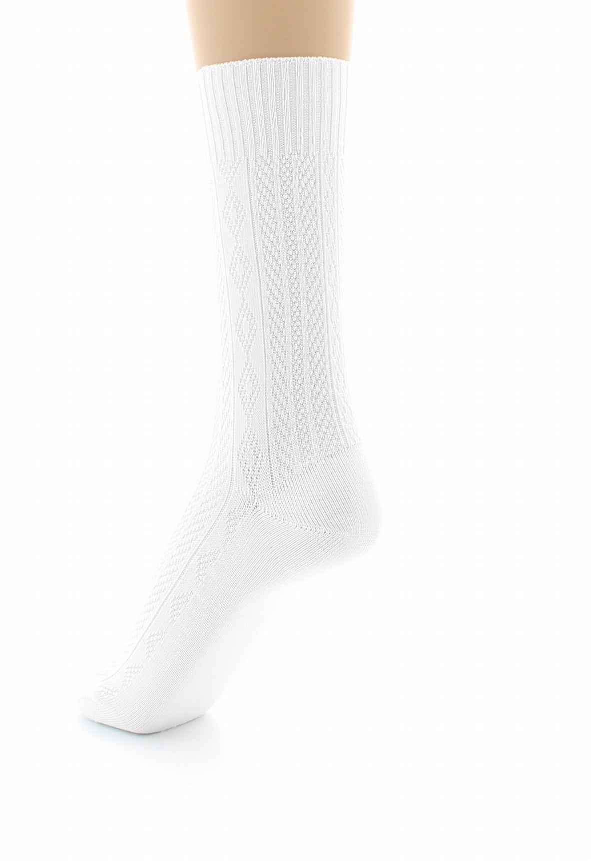 Chaussettes sans élastique à maille fantaisie - Coton Fil d'écosse BLANC