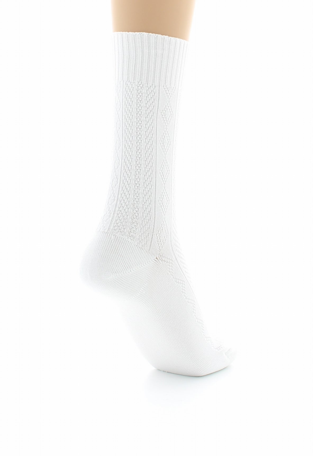 Chaussettes sans élastique à maille fantaisie - Coton Fil d'écosse BLANC