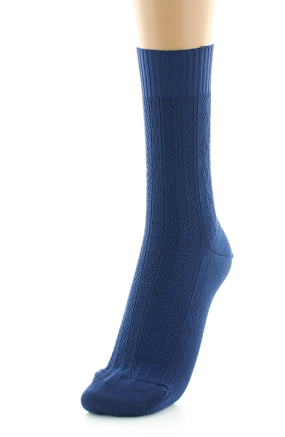 Chaussettes sans élastique à maille fantaisie - Coton Fil d'écosse BLEU MINUIT