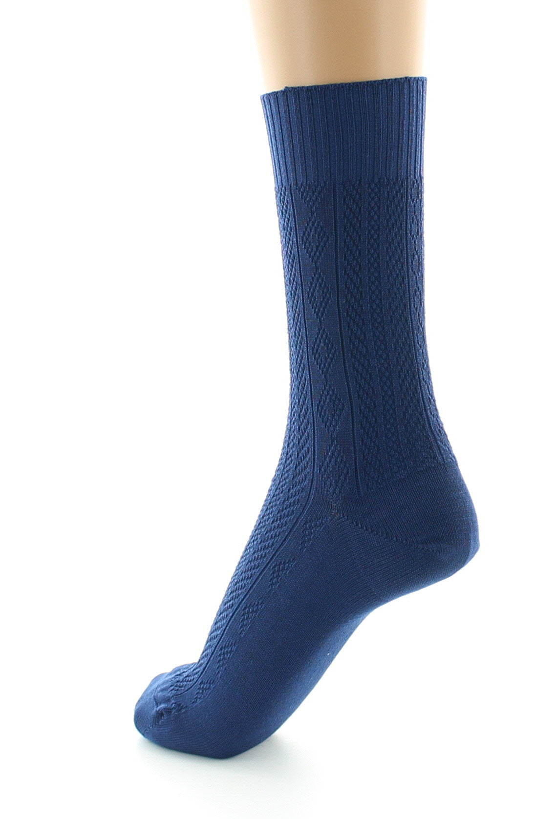 Chaussettes sans élastique à maille fantaisie - Coton Fil d'écosse BLEU MINUIT