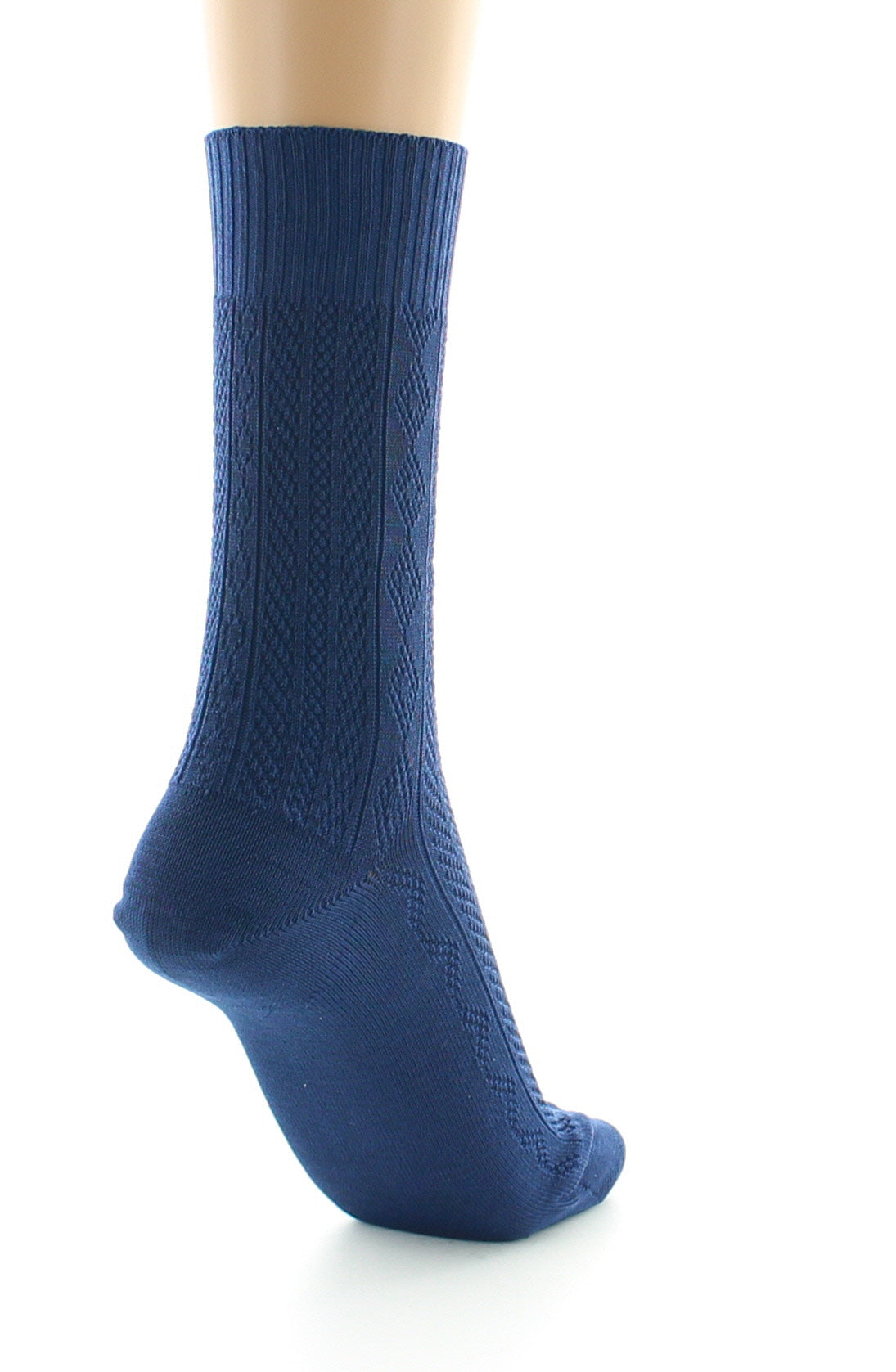 Chaussettes sans élastique à maille fantaisie - Coton Fil d'écosse BLEU MINUIT