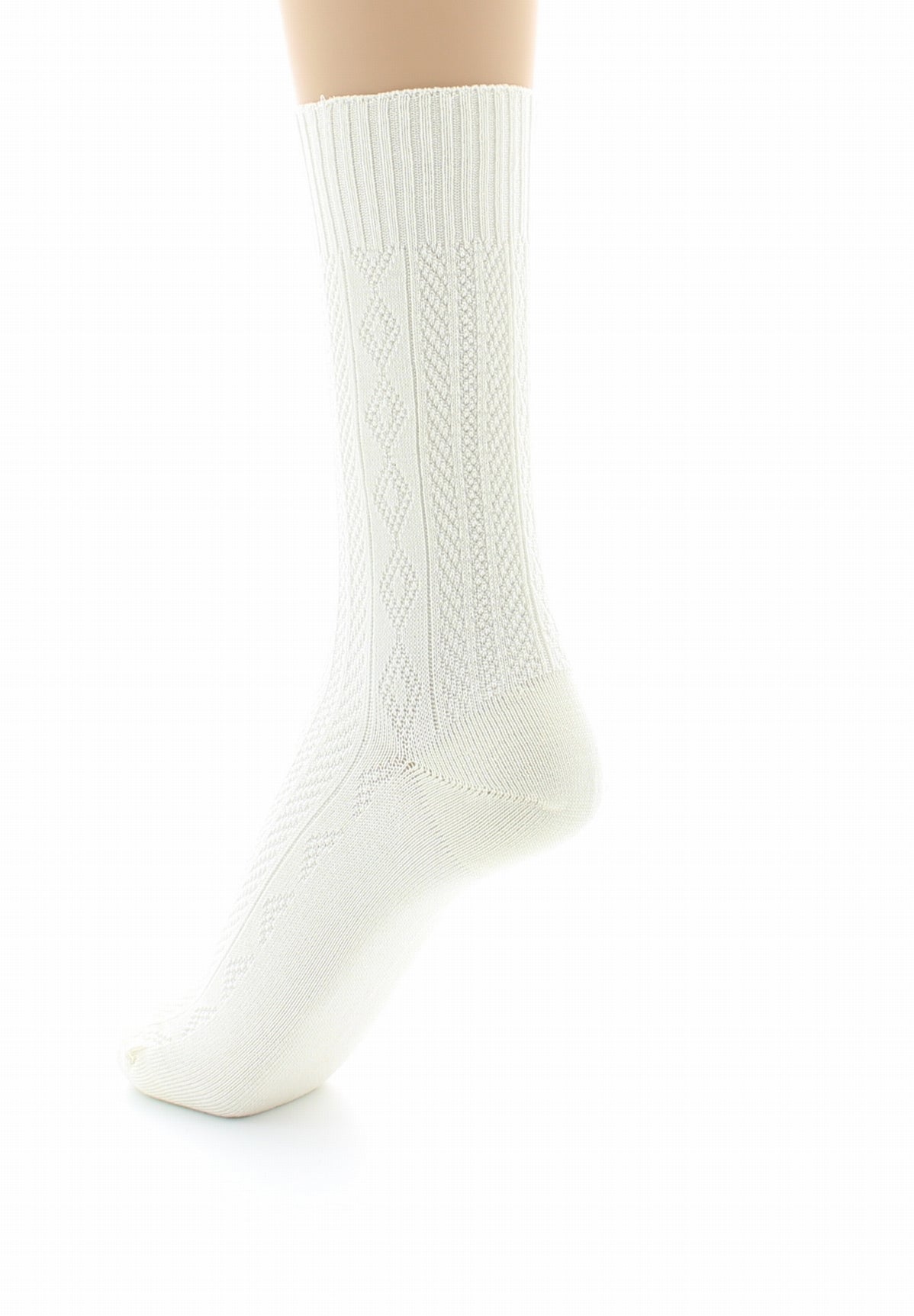 Chaussettes sans élastique à maille fantaisie - Coton Fil d'écosse ECRU