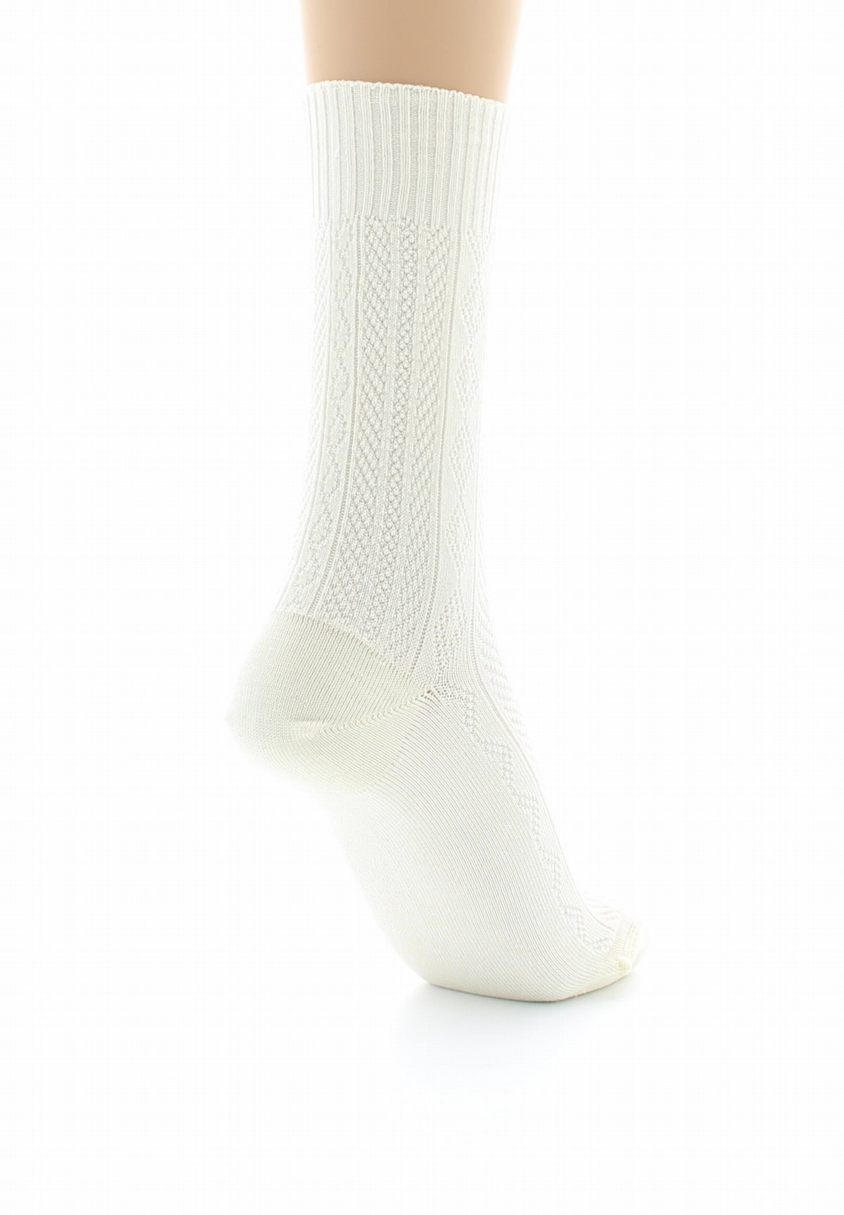 Chaussettes sans élastique à maille fantaisie - Coton Fil d'écosse ECRU