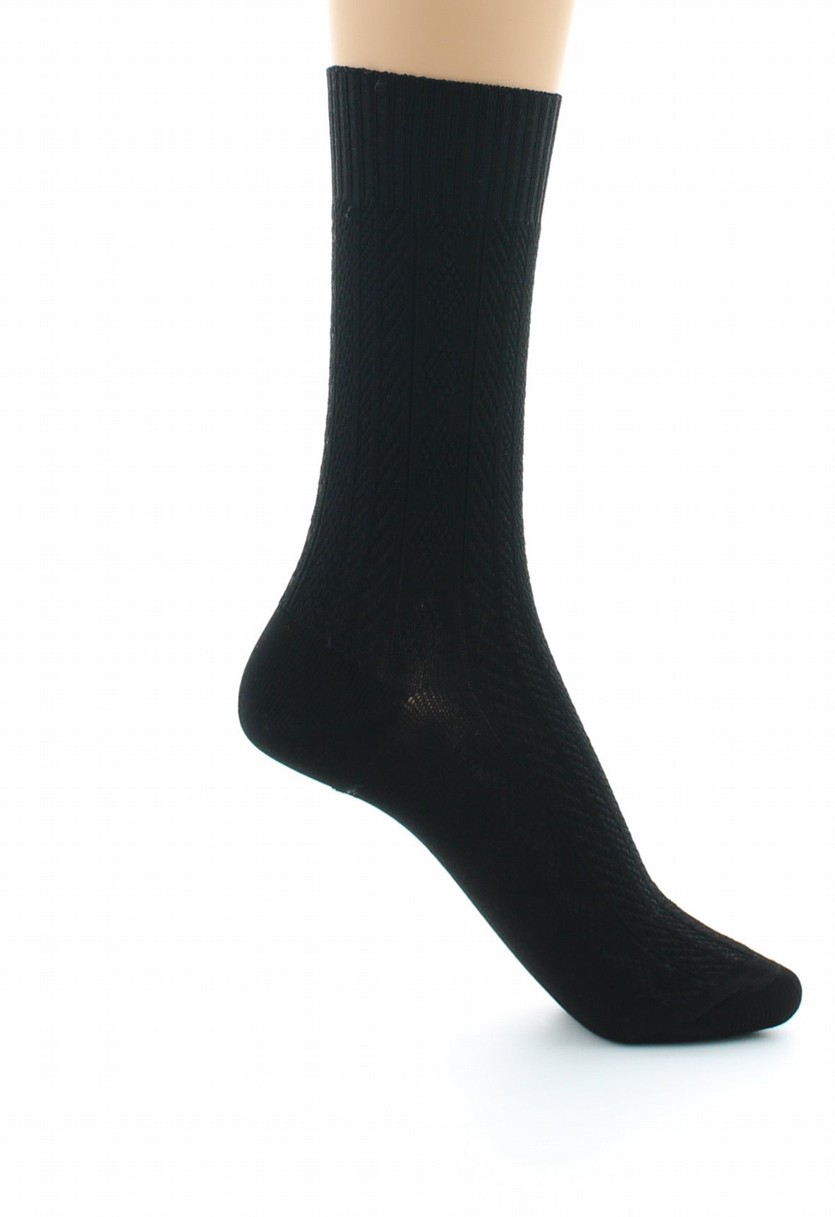 Chaussettes sans élastique à maille fantaisie - Coton Fil d'écosse NOIR