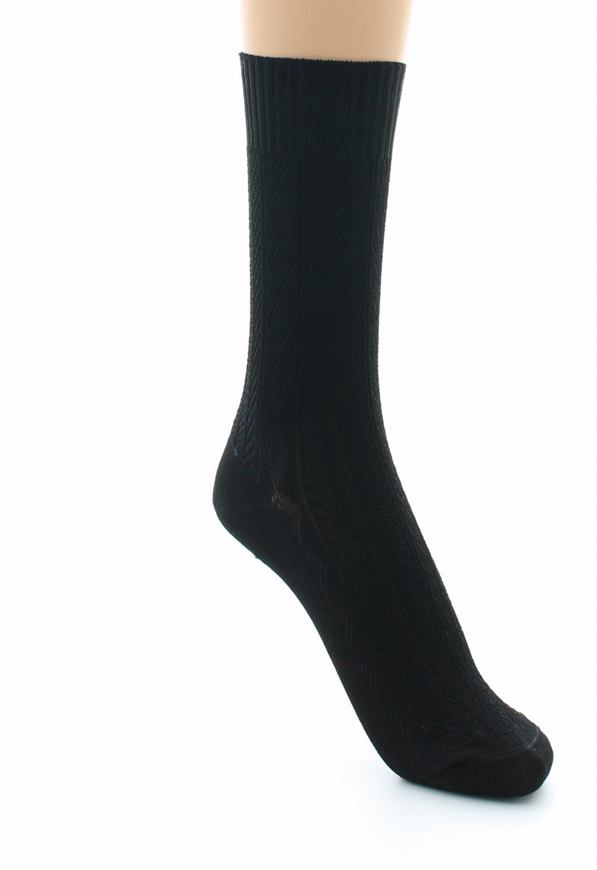 Chaussettes sans élastique à maille fantaisie - Coton Fil d'écosse NOIR