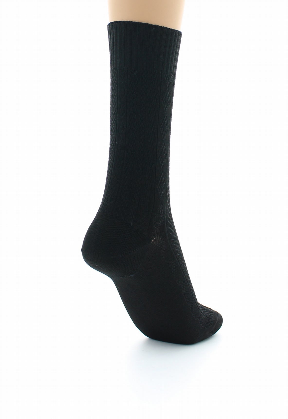 Chaussettes sans élastique à maille fantaisie - Coton Fil d'écosse NOIR